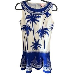 STYLEWE White and Blue Fit and Flare Mini Dress